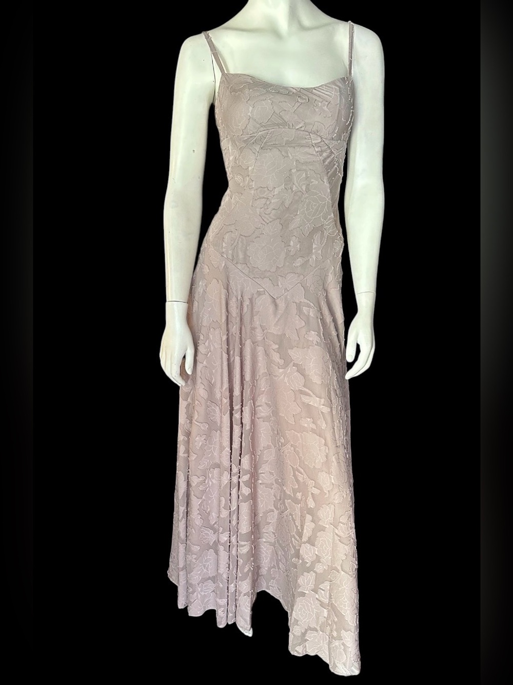 Floral Jacquard Spaghetti Strap Corset Back Maxi Dress Taupe Size 2 NWT
